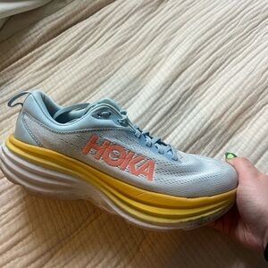 Hoka Blue and Yellow Running Shoes